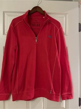 Tommy Bahama Pink Quarter-Zip Relax Pullover-Men’s Small